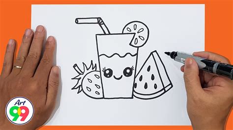 How to draw a cute summer drinks easy - YouTube