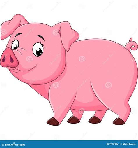 Cartoon Happy Pig Isolated On White Background Stock Vector - Image ...