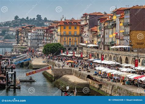 The Lively Ribeira Waterfront, Porto, Portugal. Editorial Stock Photo ...