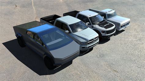 Cybertruck imagined side-by-side with F-150 Raptor, Ram and classic ...