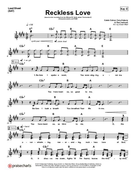 Reckless Love Sheet Music PDF (Michael W. Smith) - PraiseCharts