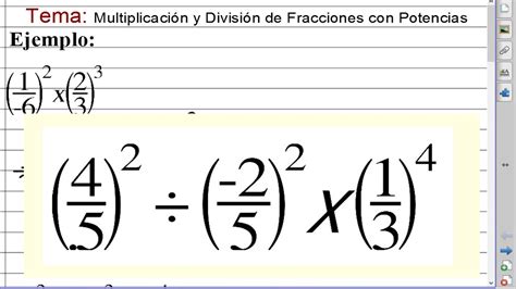 Multiplicación y División de Fracciones con Potencias. - YouTube