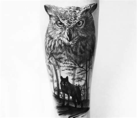 Owl and Wolf tattoo by Sergey Hoff | Post 26872 | Wolf tattoo sleeve ...