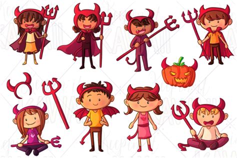 Little Devils Halloween Clip Art Graphic by Keepinitkawaiidesign ...