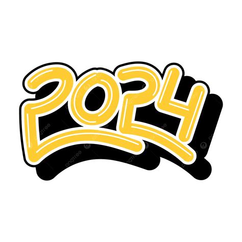 Black And Yellow 2024 Text Design Vector, 2024, Yellow, Black PNG and ...