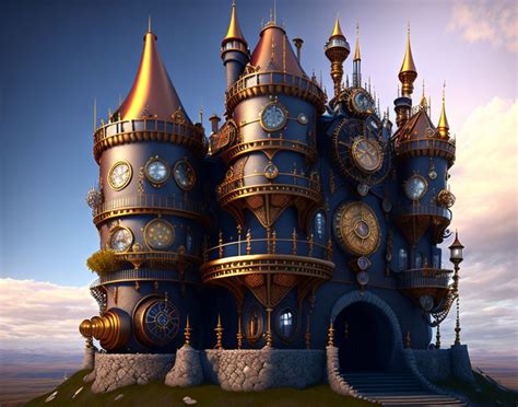 sureal steampunk castle by prutzworks