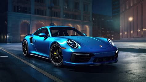 A mesmerizing desktop wallpaper showcasing a striking blue 2021 Porsche ...