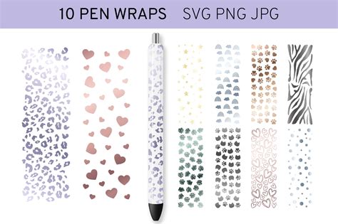 Pen Wraps, Set of 10 Pen Wraps Patterns for Glitter Pen (1303490 ...