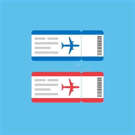 Airline Ticket Illustration in Flat Style of Red and Blue Color Stock ...