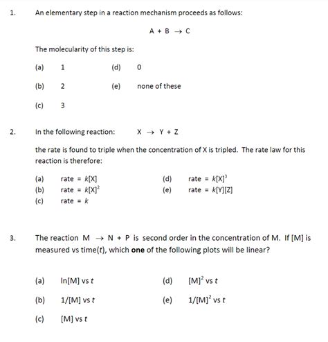 Solved An elementary step in a reaction mechanism proceeds | Chegg.com