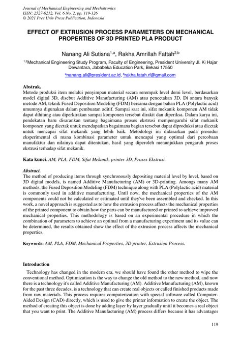 (PDF) EFFECT OF EXTRUSION PROCESS PARAMETERS ON MECHANICAL PROPERTIES ...