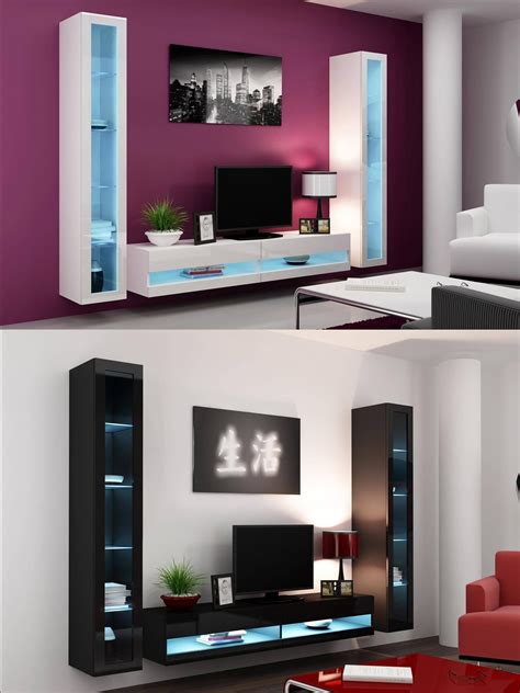 15 Collection of Black Gloss Tv Wall Unit