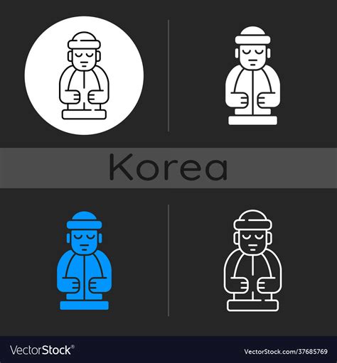 Jeju island statues dark theme icon Royalty Free Vector