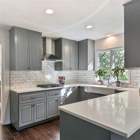 5 Charming Grey Kitchen Cabinets With White Countertops - Dream House