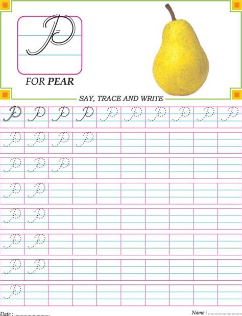 Cursive capital letter P practice worksheet | Download Free Cursive ...