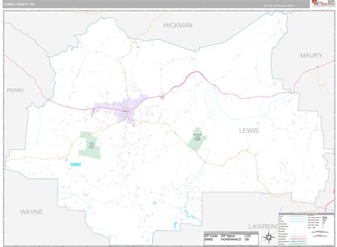 Lewis County, TN Wall Map Premium Style by MarketMAPS