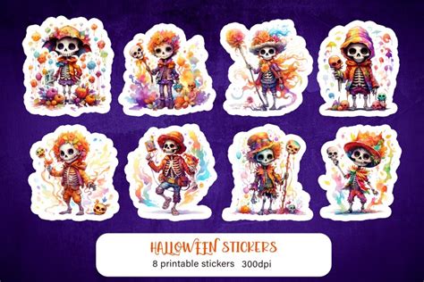 Halloween skeleton sticker design Halloween sticker PNG