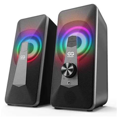 "ELEGIANT LED Computer Speaker, 2.0 Stereo Volume Control USB Speakers ...