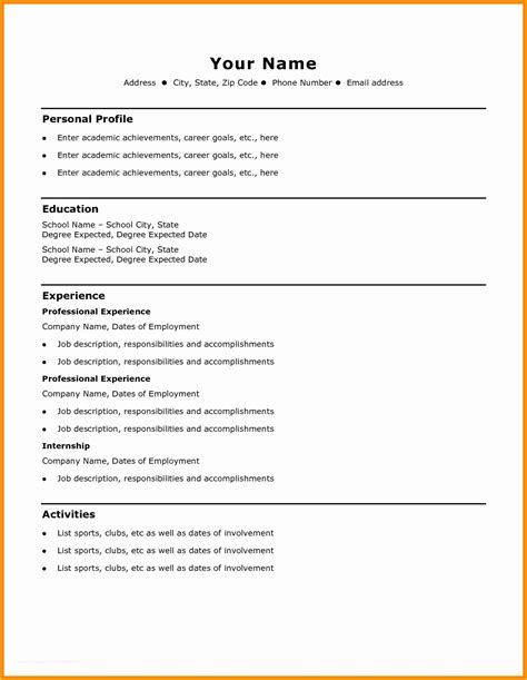 Quick Resume Template Free Of 7 Cv Template Basic ...