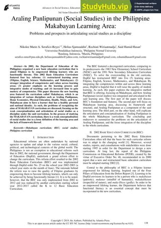 Araling Panlipunan (Social Studies) In The Philippine Makabayan ...