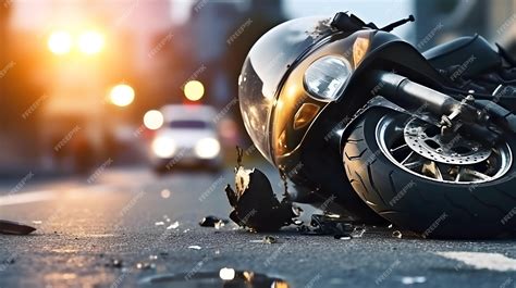 Premium Photo | A safety helmet motorbike crash by accident