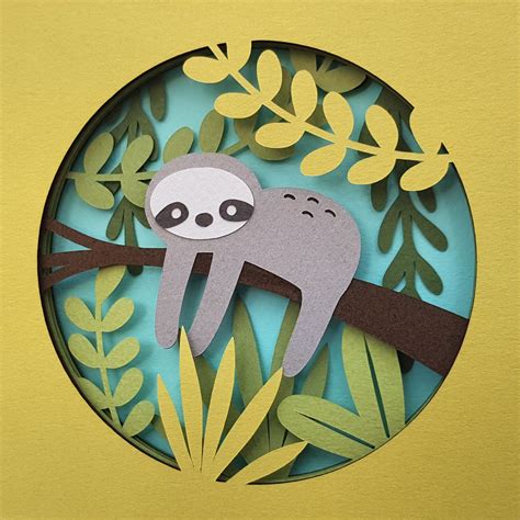 Sloth Cut Your Own DIY Layered 3D Shadow Box Papercutting Template ...