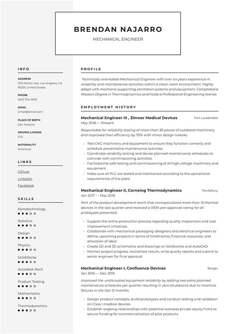 Finding The Perfect Mechanical Engineering Resume Template For 2023 ...