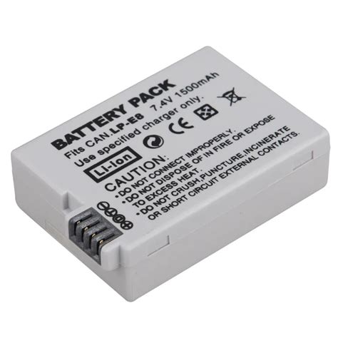 1500mah 7.4V LP E8 LP E8 LPE8 Digital Camera Battery For Canon EOS 600D ...