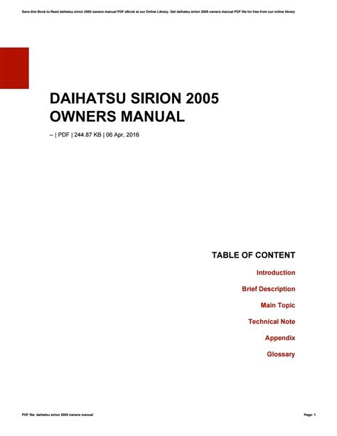 Daihatsu sirion 2005 owners manual by apssdc2 - Issuu