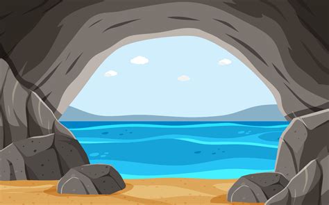 Sea cave background in cartoon style 6769520 Vector Art at Vecteezy