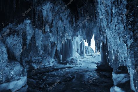 Premium Photo | Ice cave winter frozen nature background landscape