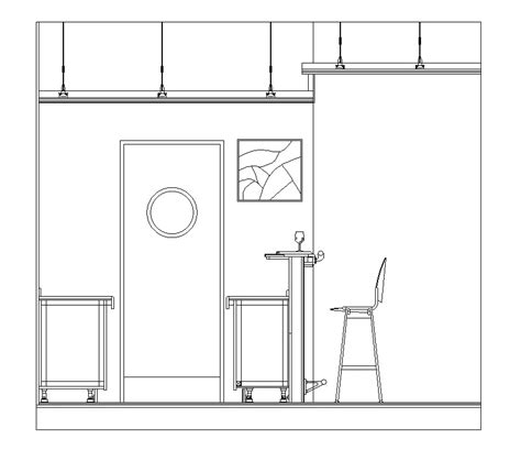 Bar Counter Side Elevation AutoCAD Drawing Free Download DWG File ...