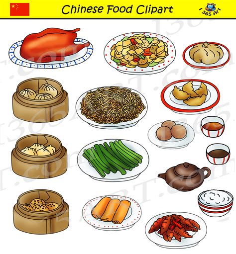 Chinese Food Clipart Set - Commercial Graphics - Clipart for school