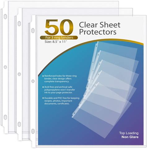 Ktrio Sheet Protector 8.5 x 11 Inches Non-Glare Clear Page Protectors ...