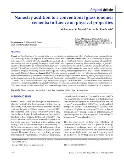 (PDF) Nanoclay addition to a conventional glass ionomer cements ...