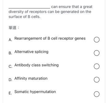 Answered: diversity of receptors surface of B… | bartleby