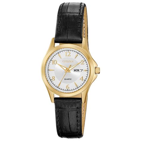 CITIZEN - Citizen Women's Classic Black Leather Strap Watch EQ0593-26A ...