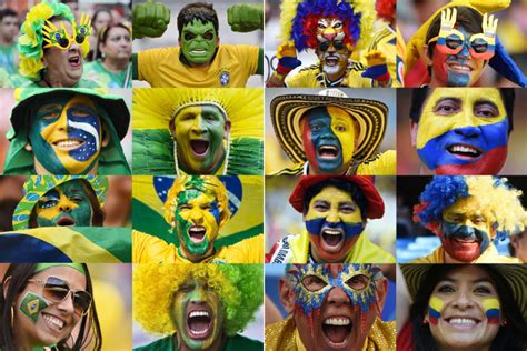 Brazil and Colombia Fans Flaunt Their Colors for the World Cup