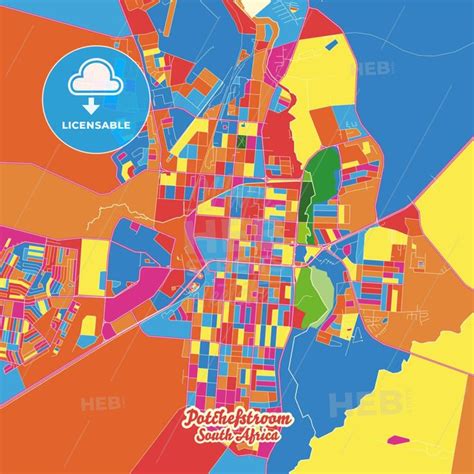 Potchefstroom, South Africa Crazy Colorful Map Print Template ...