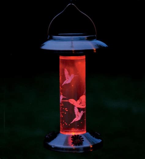 Solar-Powered Lighted Hummingbird Feeder | Wind and Weather