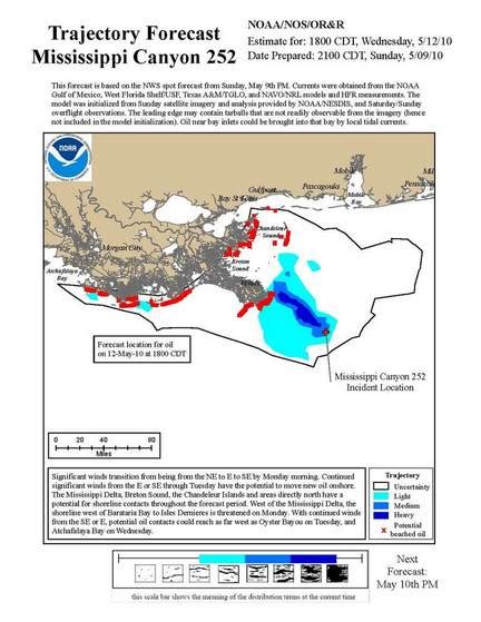 Latest Gulf oil spill forecast shows push west to fragile Louisiana ...