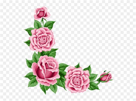 Pink Flower Border Clipart Graphic Royalty Free Download - Rose Corner ...