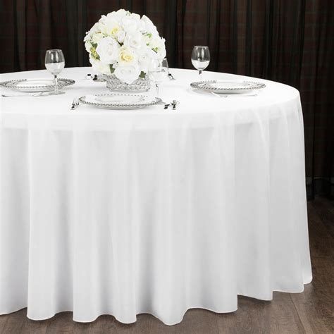 White Polyester 120" Round Tablecloth - CV Linens™