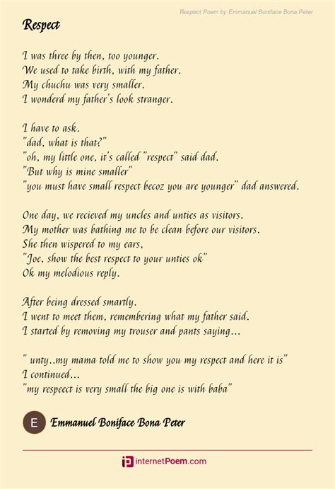 Respect Poem by Emmanuel Boniface Bona Peter