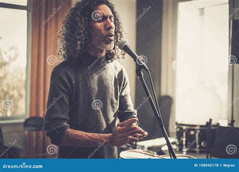 Portrait of Artist Emotionally Sing Song . Stock Photo - Image of ...