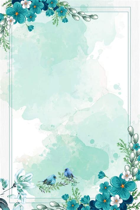 chinese style watercolor blue flowers border background vector ...