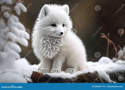 Beautiful Little Arctic Fox Cub in the Snow Stock Illustration ...