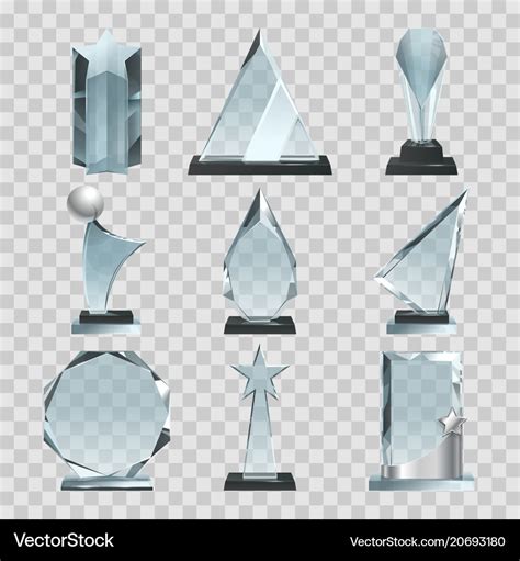 Crystal glass trophy or awards on transparent Vector Image