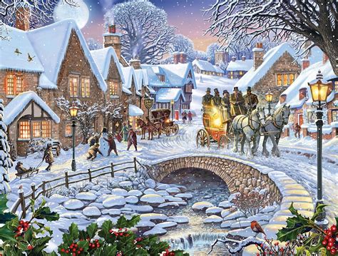 White Mountain Puzzles Winter Village Jigsaw Puzzle (1000 Piece) by ...