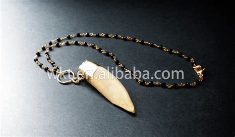 WT-N197 New Natural camel tooth necklace black onyx rosary